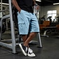 thumbnail image 5 of Dwellite Twill Cargo Shorts for Men Casual Classic Bermuda Shorts with Pockets Drawstring Comfort Big and Tall Pant Light Blue L, 5 of 5