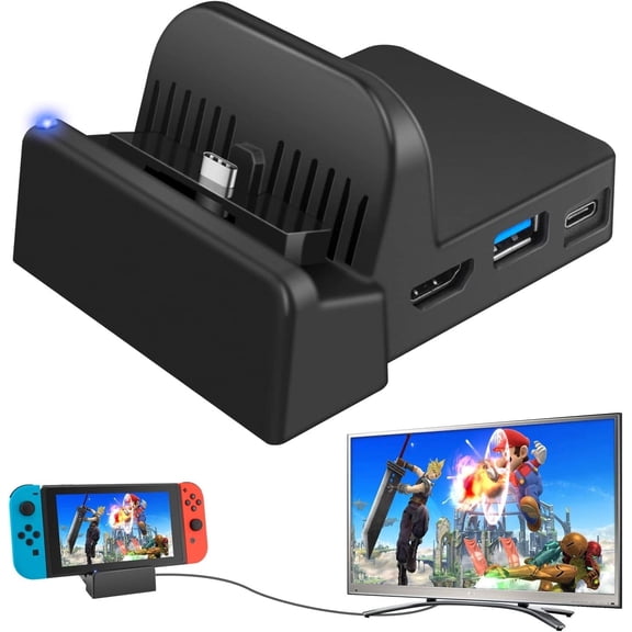 Docking Station for Switch/Switch OLED, Charging Dock 4K HD TV Adapter Charger Set Replacement Compatible with Official Switch Dock (No Charging Cable)