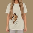 thumbnail image 2 of Womens Short Sleeve Pet Carrier Casual T-Shirts Summer Loose Fit Solid Color Tops, Large Dog Cat Pouch Kangaroo Pocket for Walking & Travel Outfits, 2 of 5