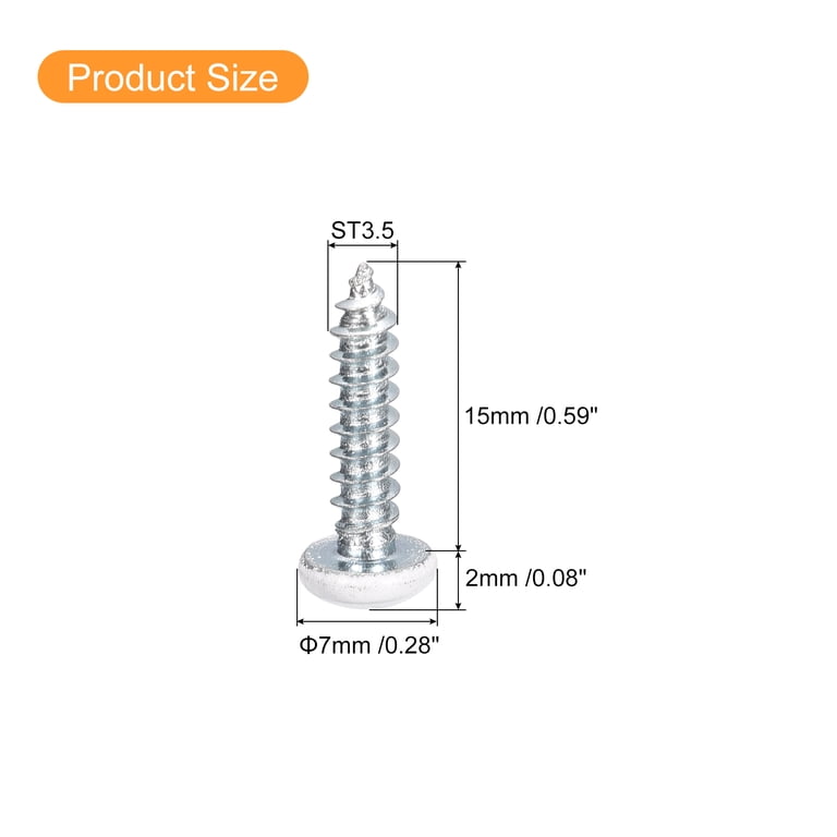 ST2,5X8 MM VITI bianche viti autoruggenti, 100 pz viti testa padella