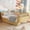 Natural+Drawer, variant on Full Daybed with Rails, Metal Platform Bed Frame with Guardrails & Safety Rails, Full Size Daybed with Detachable Side Rails, Low Profile Full Metal Bed Frame for Bedroom, Guest Room (Black)