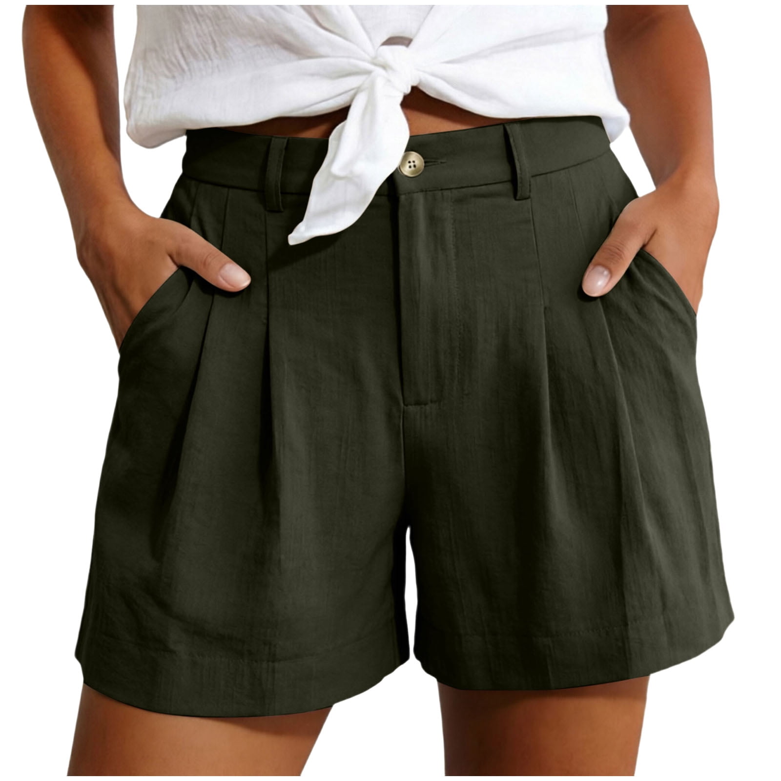 Fsqjgq Straight Leg Shorts for Women Beach Pants Elastic Waist