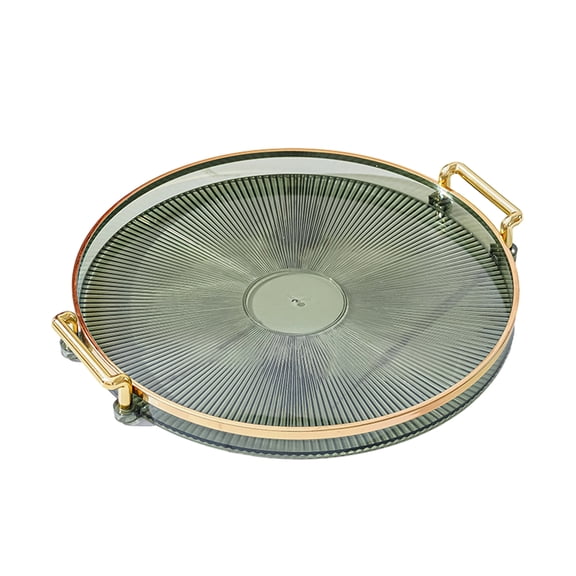 Lipton Modern Round Tray, 11 inch Diameter, Decorative Accent Tray for Storage and Display, Acrylic Vanity Tray with Gold Handles