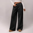 thumbnail image 2 of Maplenight Womens Fleece Wide Leg Sweatpants Thermal Elastic Waist Baggy Sweat Pants Sport Running Casual Pants for Fall Winter, 2 of 9