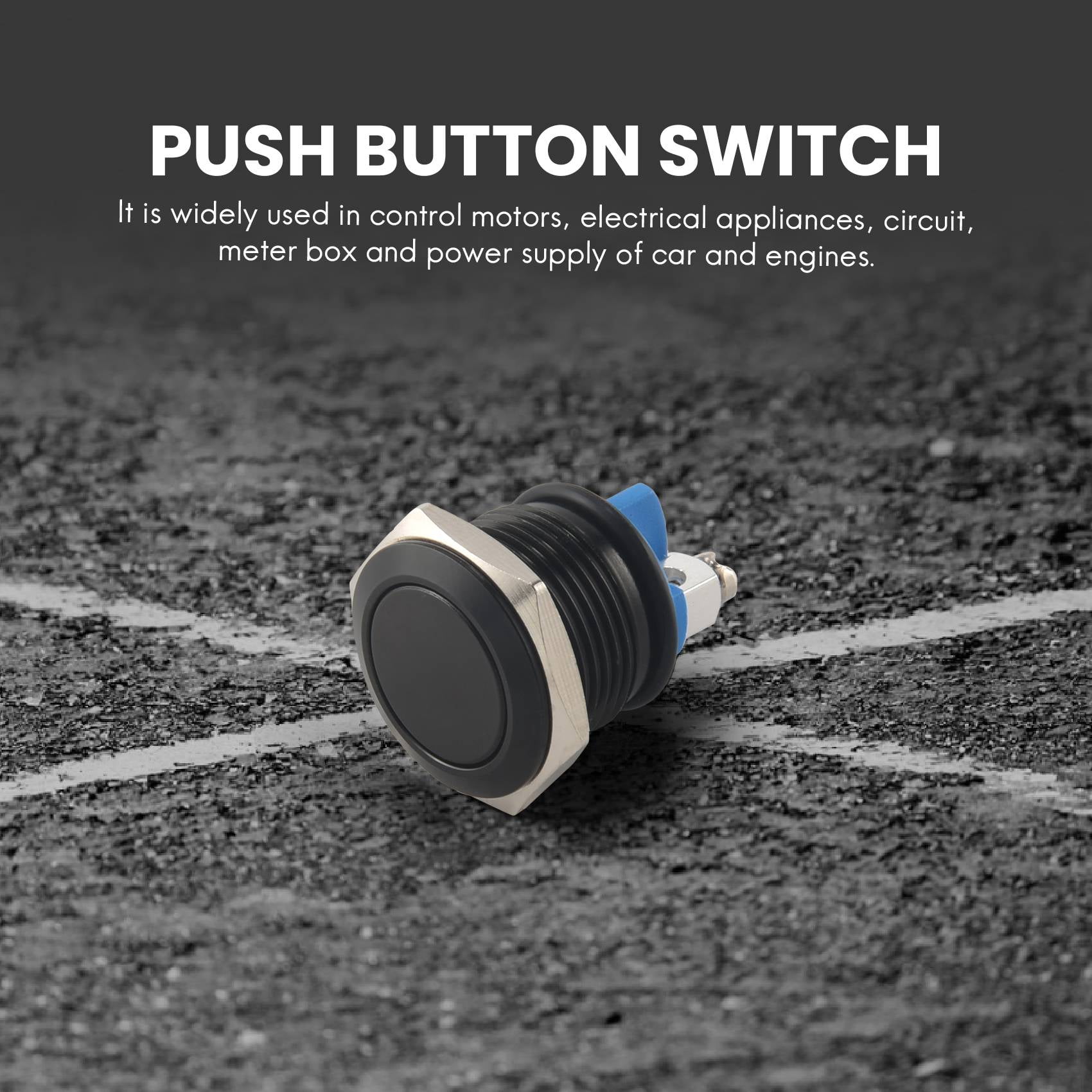 Interrupteur Bouton Poussoir Momentané 12V 16mm - Métal, Étanche, Neuf En Boîte