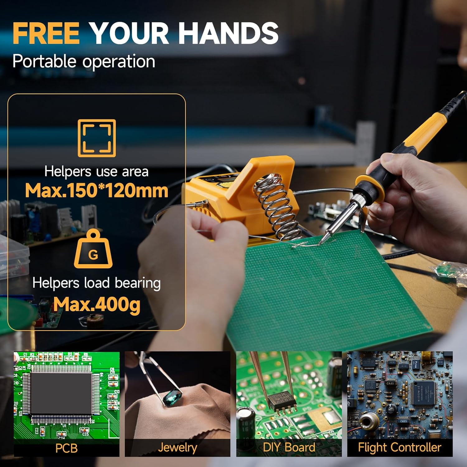 Cordless Soldering Station for Dewalt 20V Max Battery - Electric Digital LCD Display Soldering Iron Station Fast Heating Up Soldering Station for DIY, Appliance Repair (Battery Not Included)