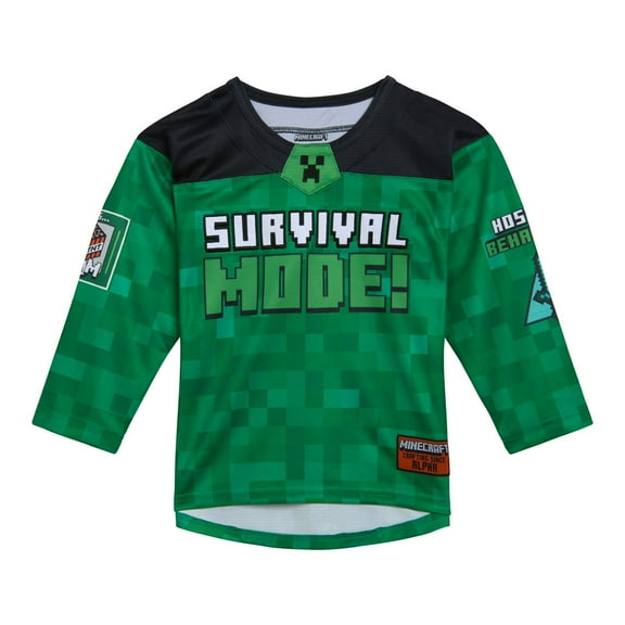 Minecraft Mesh Hockey Jersey Long Sleeve T-Shirt Little Kid to Big