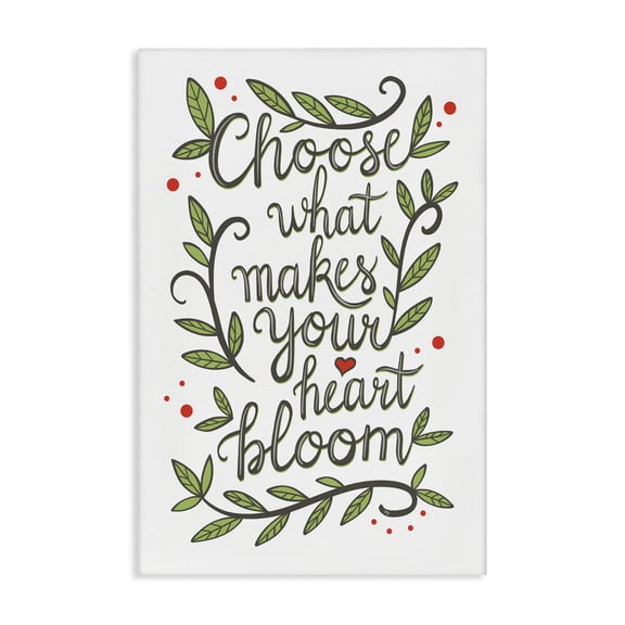 Stupell Industries Makes Your Heart Bloom Quotes and Sayings Painting Wrapped Canvas Canvas Art Print Wall Art, 16 x 24
