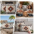 thumbnail image 5 of Orange Beige Boho Outdoor Waterproof Pillow Covers, Vintage Ethnic Tribal Southwestern Decorative Square Throw Pillowcase Sofa Cushion Sham for Patio/Couch/Chair, 18"x18" 2 Pack, 5 of 8