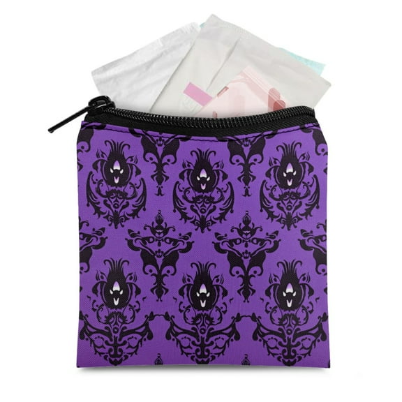 SEANATIVE Purple Ghost Sanitary Napkin Storage Bag for Women Feminine Care Period Bags for Teen Girls Portable Sanitary Storage Bag Small Cosmetic Travel Bag with Zipper