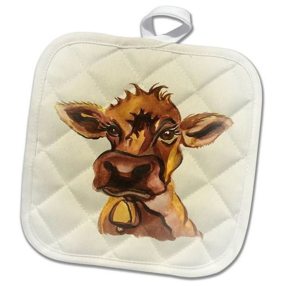 3dRose, A cute cartoon of a cow., 8x8 Potholder