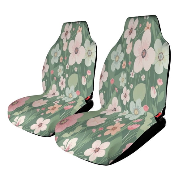 Car Seat Covers Floral Pattern on Green Backdrop. Universal Size Fit For Most Car Suv Truck Van Car Accessories Interior Seat Covers For Car Full Set