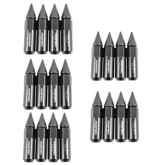 JDMSPEED New Black 20PCS M12X1.5 Cap Spiked Extended Tuner 60mm Aluminum Wheels Rims Lug Nuts