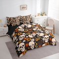 thumbnail image 3 of Homewish Cute Mushroom Floral 7-Piece Twin Bedding Sets,Gothic Skull Bedding Comforter Set,Orange Black Sheet Sets For Kids,Ultra Soft Home Decor Reversible, 3 of 8