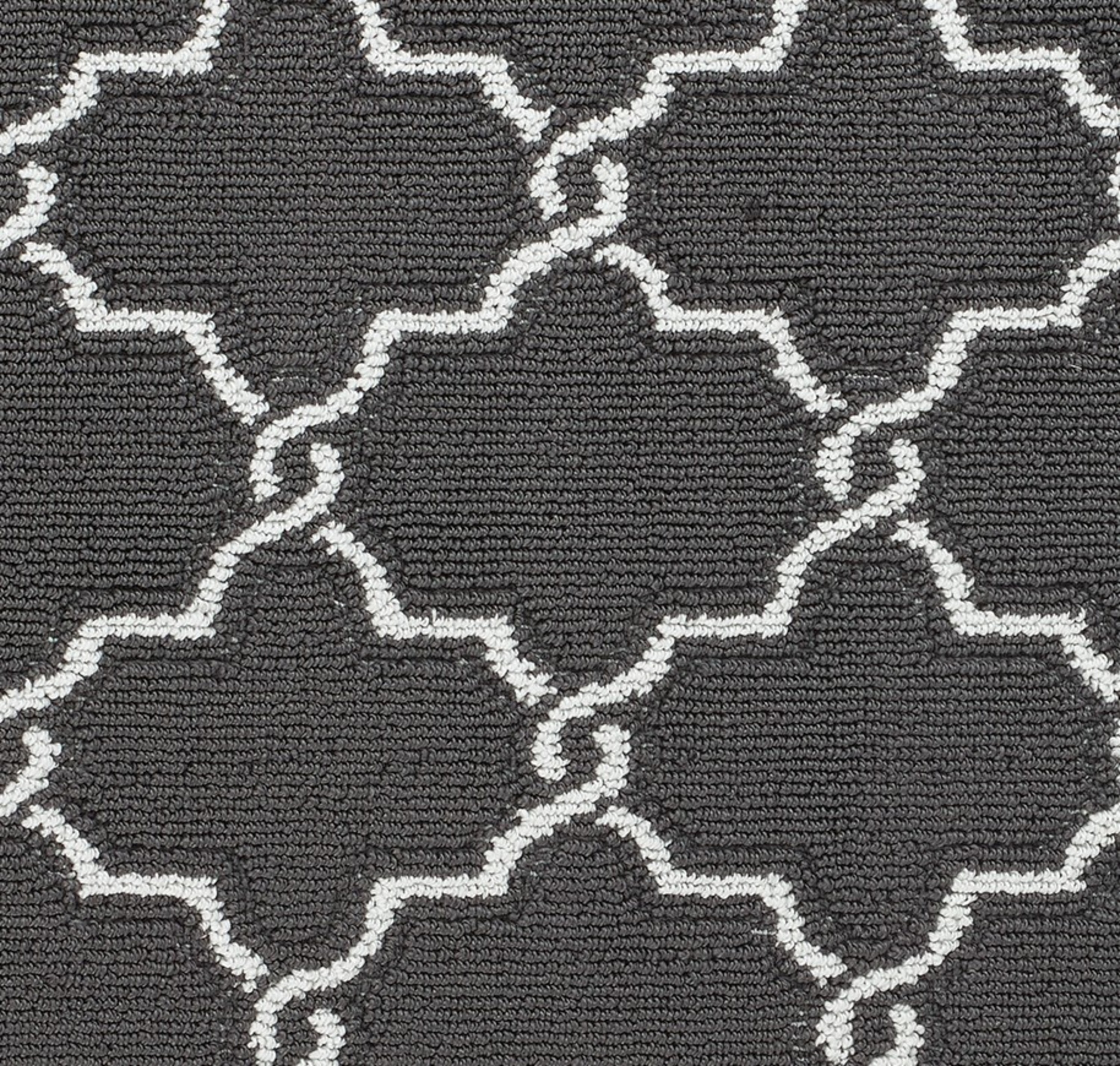 Washable Skid-Resistant Runner Rug, Geometric, Dark Grey and White, 26" x 72"