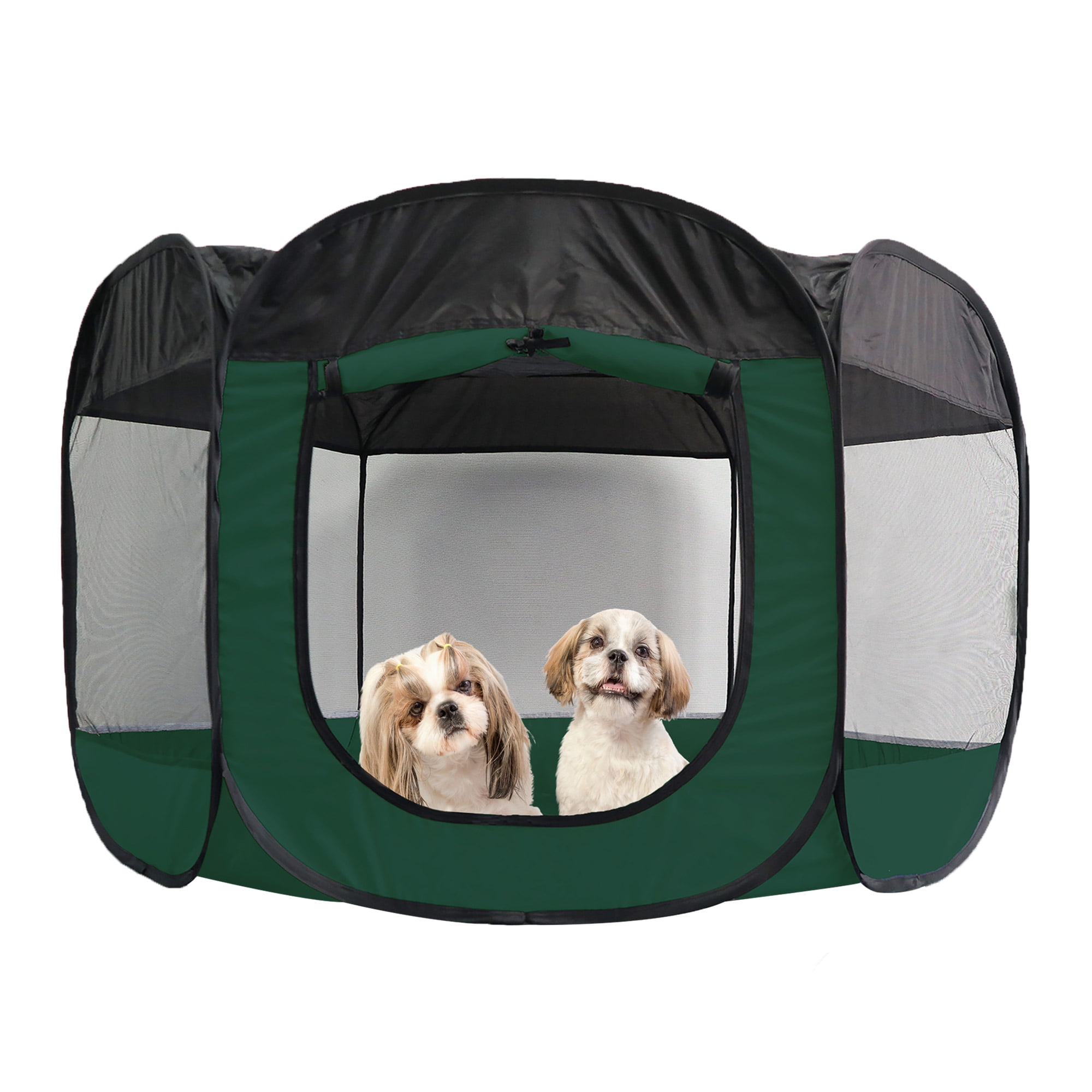 FurHaven Pet Playpen Mesh OpenAir Dog Playpen, Hunter Green, Extra