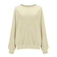 thumbnail image 4 of Qulqfy Going Out Long Sleeve Tops for Women Ribbed Oversized Beige Blouses Casual Crew Neck Shirts for Women, 4 of 9