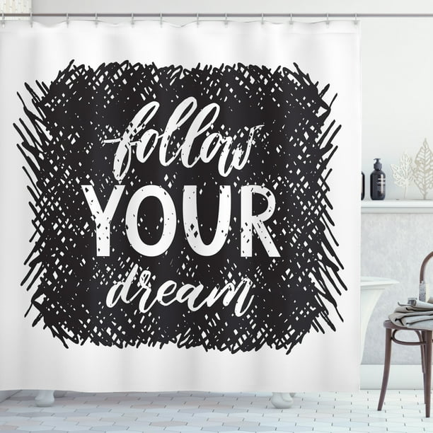 Dream Shower Curtain, Motivational Quote Lettering with Grunge Effect