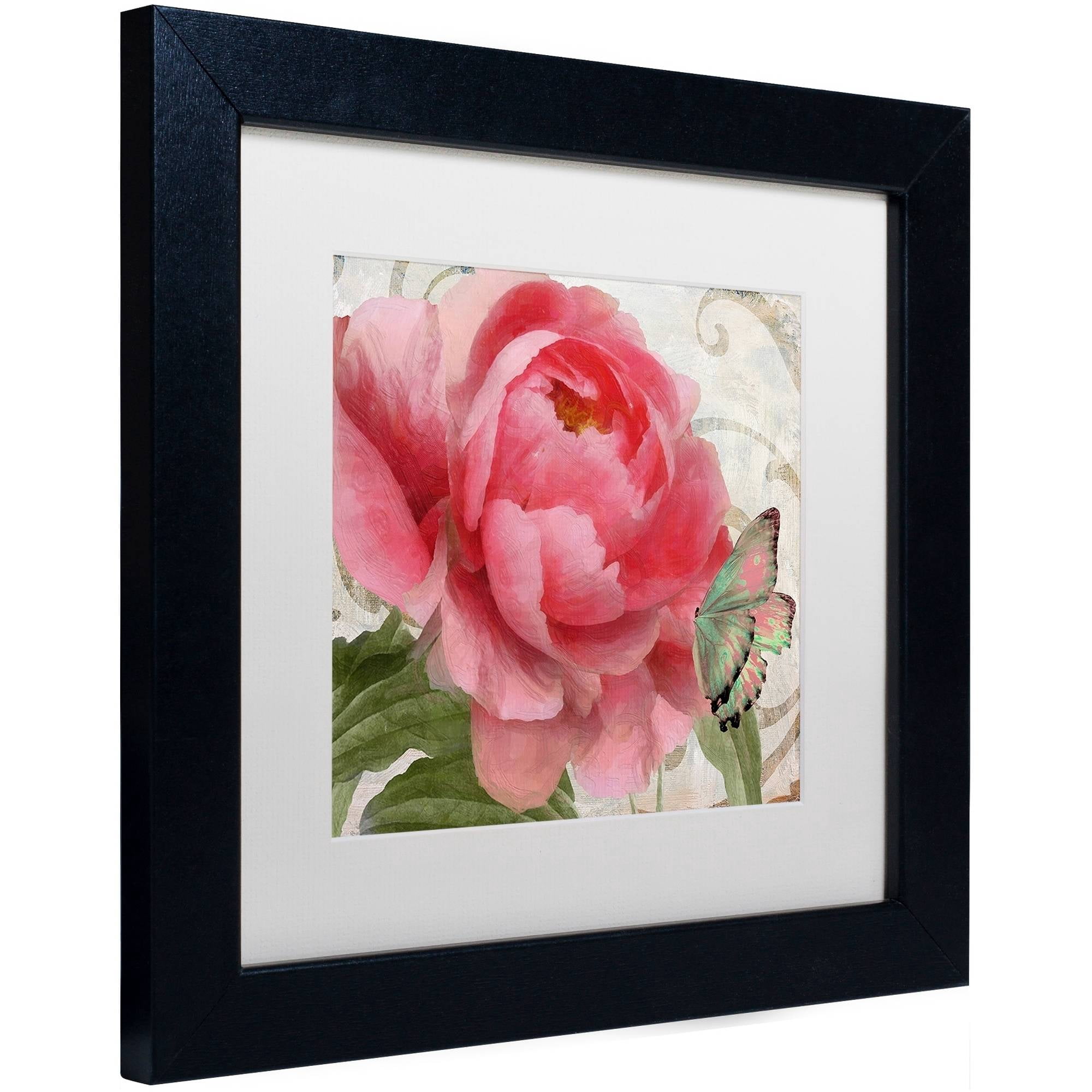 Trademark Fine Art "Apricot Peonies II" Canvas Art by Color Bakery White Matte, Black Frame