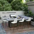 thumbnail image 2 of Homy Casa Set of 2 Outdoor Counter Height Bar Stools for Terrace Garden Swimming Pool with Swivel Seats, Ergonomic Upholstery Backrest Faux Wood Metal Legs, Beige, 2 of 6