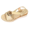 thumbnail image 4 of Rokment Women's Sparkling Sequin Platform Wedge Dressy Sandals 2026 Beach Summer Casual Buckles Leather Breathable Linen Sole Comfortable Espadrilles High Heel Walking Dress Shoes Beige Size 6.5, 4 of 5