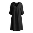 thumbnail image 4 of Dvprdro Womens Summer 2026 Cotton Linen V Neck Long Sleeve Loose A Line Mini Dress with Pockets Casual, 4 of 6