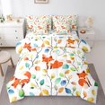 thumbnail image 2 of Erosebridal Kawaii Fox Twin Comforter Set 7pcs Chic Elegant Floral Bedding Comforter Sets, Woodland Animal Bed in a Bag Watercolor Leaves Bedding Set, Tropical Plant Bed Sheets Set, 2 of 5