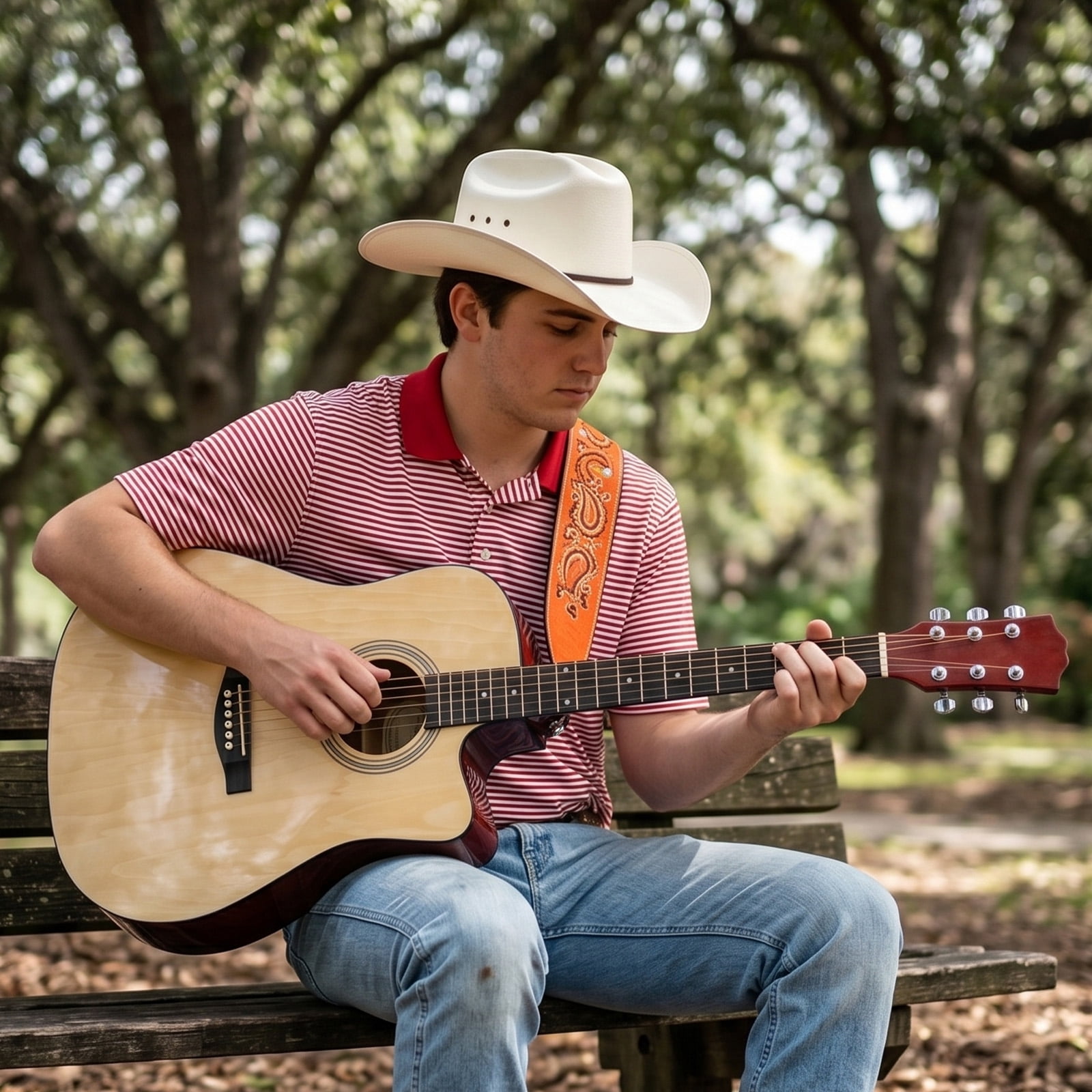 41in Acoustic Guitar With Pick, Strings, Capo, Gig Bag, Tuner, Wrench Tool, And Shoulder Strap
