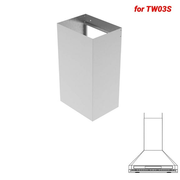 BRANO TW03S Series Flue Extension Kit for 9-10 Ft Ceilings - 15.75 inch Chimney Range Hood Accessory in Stainless Steel (Model: 03SChimney)