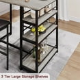 thumbnail image 3 of Zzistar 3 Piece Dining Table Set, Kitchen Wood Rectangular Dining Table with 2 Upholstered Chairs, Bar Table with 3 Layer Storage Shelves, 3 of 8
