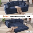 thumbnail image 4 of Leumius 76" Convertible Sofa Bed,Corduroy Boneless Couch with Cup Holders & Pocket,2-in-1 Sleeper Sofa Pull-out Couch Bed with 5 Pillows, Living Room, Small Spaces, Bedroom, No Assembly,Blue, 4 of 5