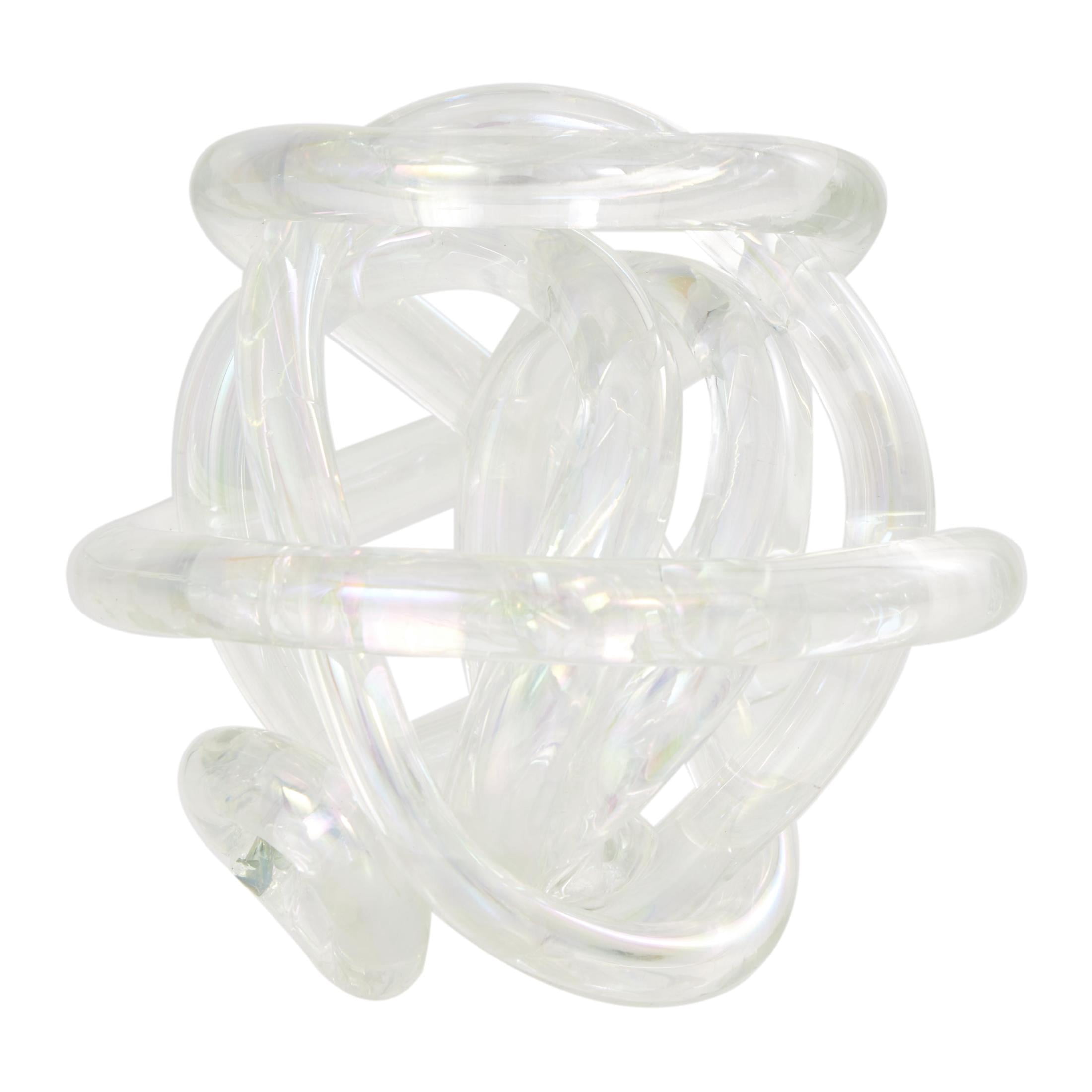 5", 4", 4"W Clear Glass Knotted Ball Knot Sculpture, by DecMode (3 Count)