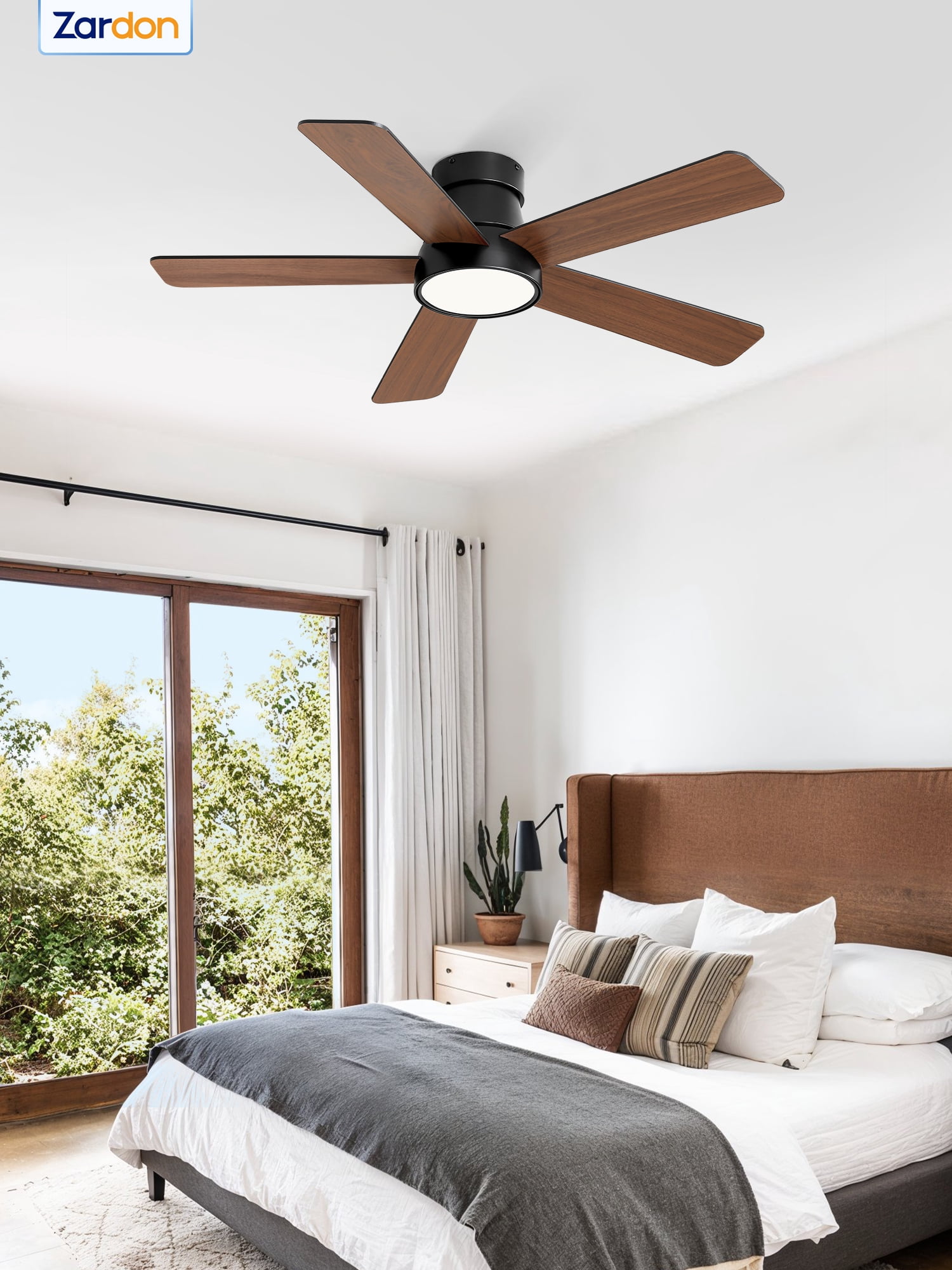 Zardon 42-Inch Ceiling Fan with Light and Remote Control, 6-Speed,for Indoor Use- Black