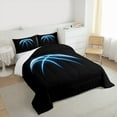 thumbnail image 3 of Manfei Neon Blue Basketball Bedding Comforter Set for Teens Boys, Sports Theme Twin Comforter Sets, Athlete Black Bedding Set, Luxury Bedroom Decor, 3 of 8