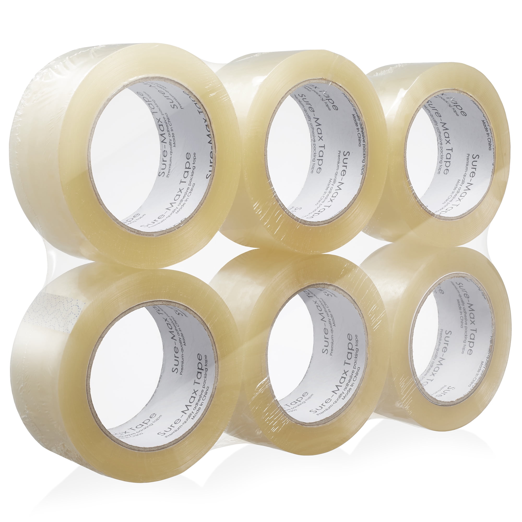 Sure-Max Premium Carton Packing Tape 2.0 mil 330 Feet (110 yards) - Clear - 6 Rolls