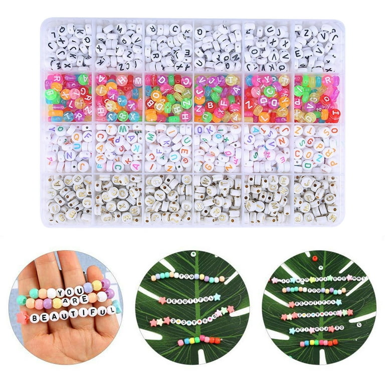 1200PCS Acrylic Letter Bead Set 3 Colors Mix Plastic Alphabet