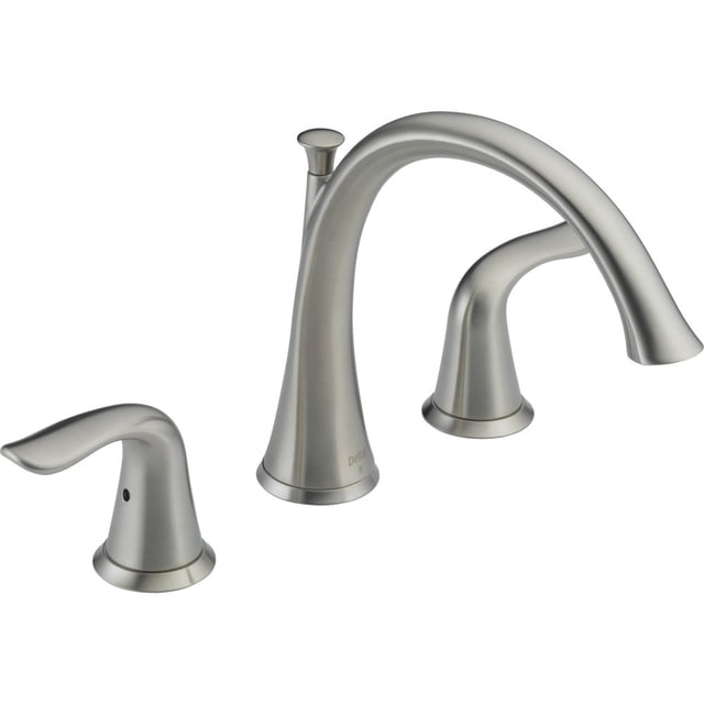 Grifo romano para bañera Delta Lahara, 2 manijas, níquel cepillado