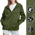 thumbnail image 2 of Dezsed Women's Rain Jacket Water Proof Breathable Thin Bicycle Raincoat Travel Cycling Jacket Outdoor Jacket Windbreaker With Hood Army Green XXL, 2 of 9