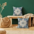 thumbnail image 6 of Boho Pillow Covers 20x20, Blue and Teal Ethnic Design Outdoor Decorative Throw Pillows for Couch, Carpet Pattern Decor Cushion Cover 2 Pcs Farmhouse Linen Pillowcase for Bed Car Safa, 6 of 6