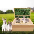 thumbnail image 1 of Comedero de madera natural para conejos, una solución versátil que incorpora cuencos de acero inoxidable y caja de arena para conejos y cobayas, 1 of 5