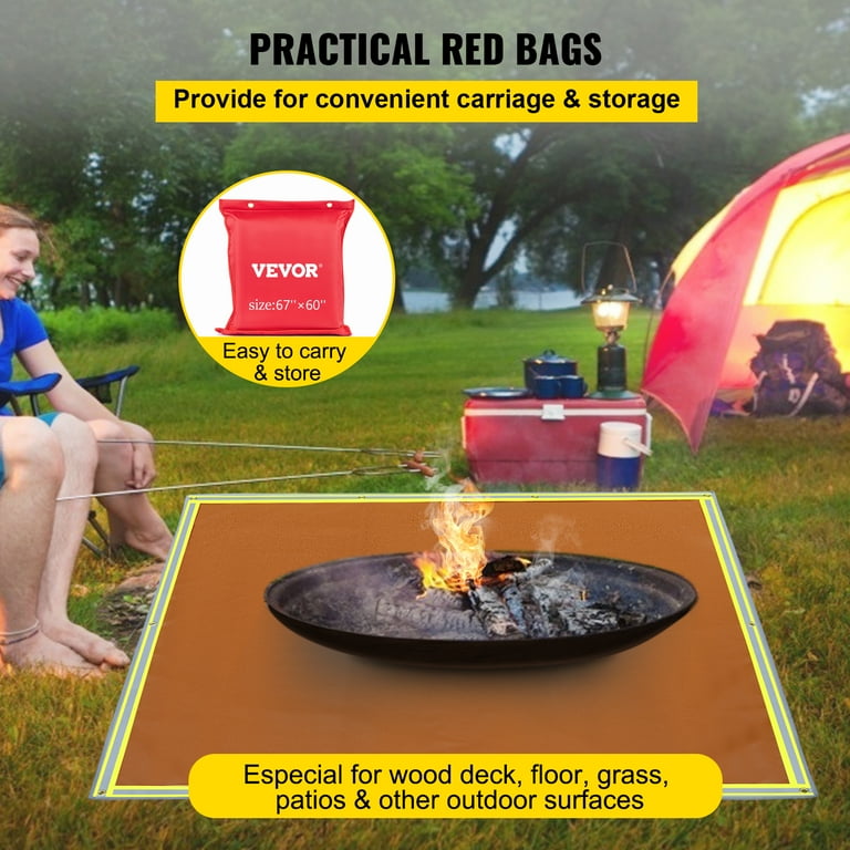 VEVOR 6 ft. x 10 ft. Welding Blanket Fiberglass Portable Fire Fireproof Mat Thermal Resistant Insulation with Carry Bag, Gold