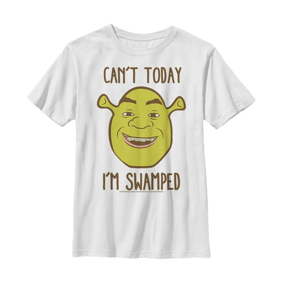 Boy's Shrek Can't Today I'm Swamped Graphic Tee White X Large