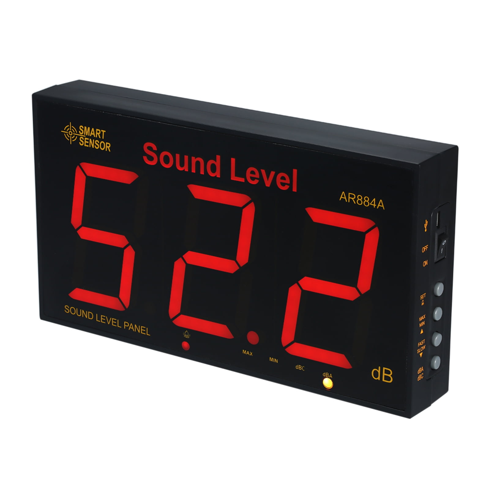 MeterTo 18 Display Wall-Mounted Sound Level Meter SW-526A Noise Tester 30.0-130.0dB 31.5Hz-8.5KHz Alarm Function A Weighting