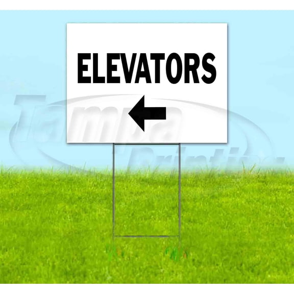 Elevators Left (18" x 24") Yard Sign, Includes Metal Step Stake
