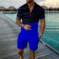 thumbnail image 2 of Yindaity Mens Summer Outfits 1/4 Zip Short Sleeve 3D Printed Short Sleeve Polo Shirts Casual Loose-Fit Athletic Sportswear Sweatsuits Blue,XL, 2 of 4