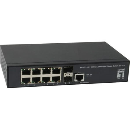LevelOne 10-Port L2 Managed Gigabit Switch, 2 x SFP - 10 Ports - Manageable - 2 Layer Supported - Modular - Optical Fiber, Twisted Pair - Rack-mountable,