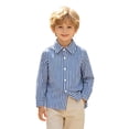 thumbnail image 4 of Tiijoy Kids Long Sleeve Striped Shirt Boys Girls Button Down Shirt Top, Blue, Sizes 4-13, 4 of 5