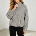 thumbnail image 2 of Women Oversized Cropped Gingham Jacket,Zip Up Stand Collar with Batwing Sleeves Casual Coat,Loose Lightweight Spring Fall Jackets with Pockets,Windbreaker Coats, 2 of 8