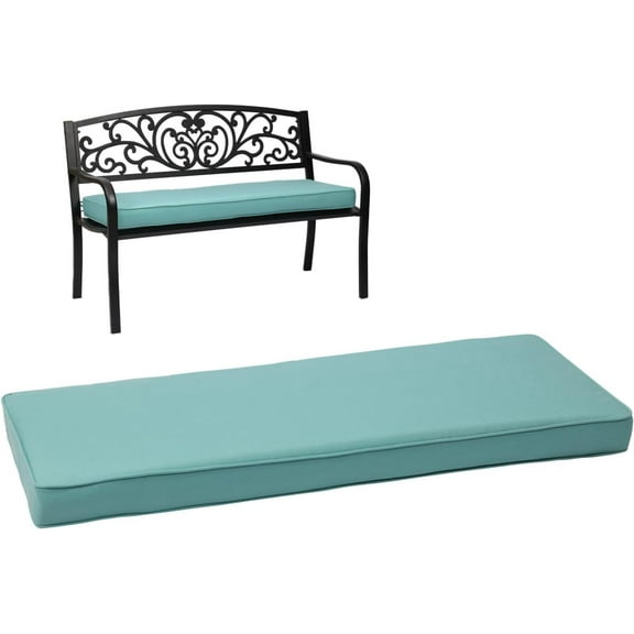 CSPP 46.5'' x 17.7'' x 3'' Patio Bench Cushion, Olefin Fabric Slipcover Sponge Foam, Outdoor Use, Blue