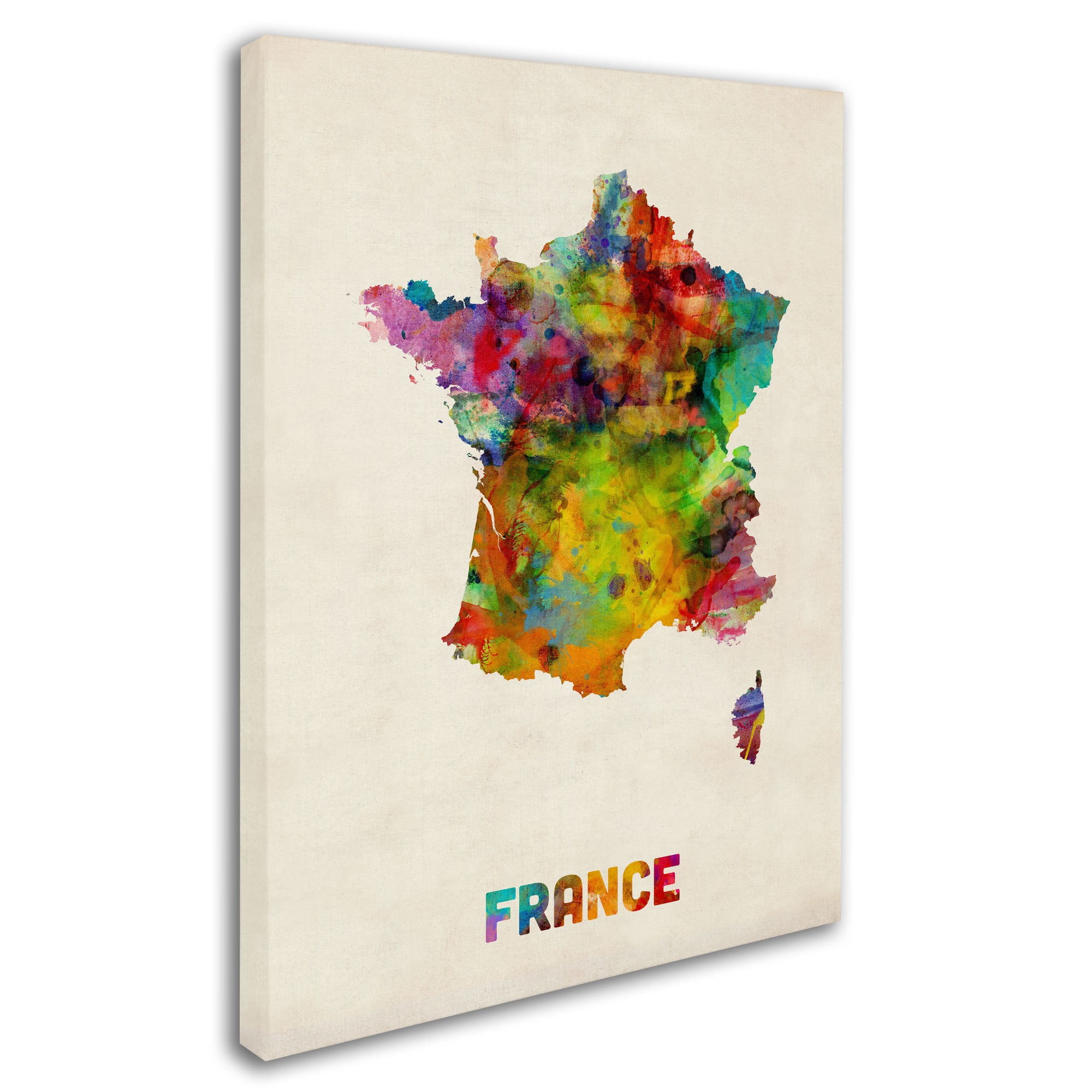 Trademark Fine Art "France Watercolor Map" Canvas Art by Michael Tompsett